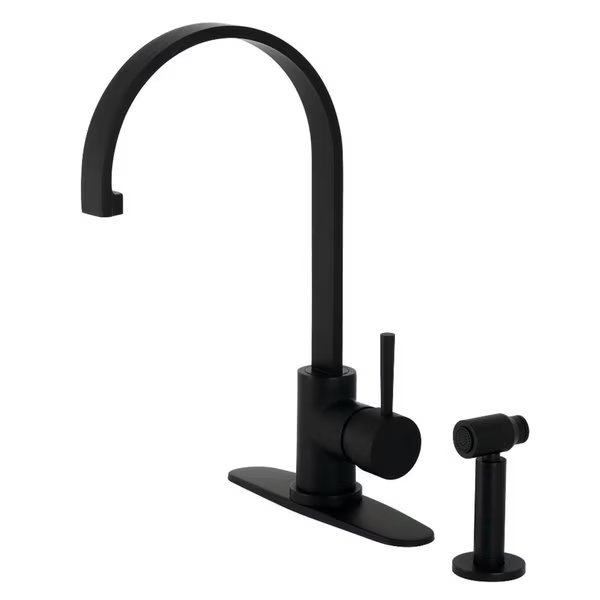 LS8710DLBS Concord Single-Handle Kitchen Faucet W/ Brass Sprayer, Black, Gourmetier, Mfr#: LS8710DLBS