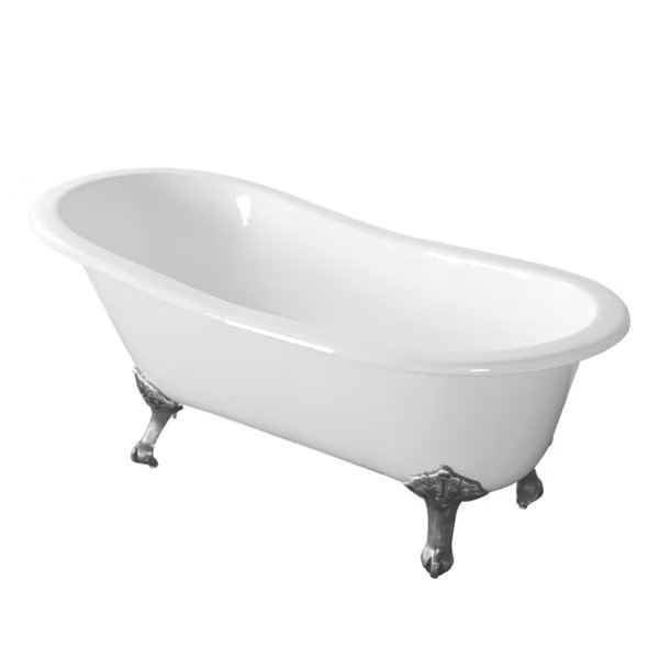 Clawfoot Bathtubs, 66.94 L, 30.69 W, White/Polished Chrome, Cast Iron, Aqua Eden, Mfr#: VCTND673122ZB1