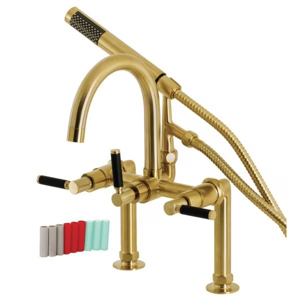Deck-Mount Clawfoot Tub Faucet, Brushed Brass, Deck Mount, Aqua Vintage, Mfr#: AE8107DKL