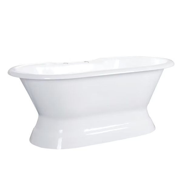 Pedestal Bathtubs, 66 L, 31.5 W, White, Cast Iron, Aqua Eden, Mfr#: VCT7D663024
