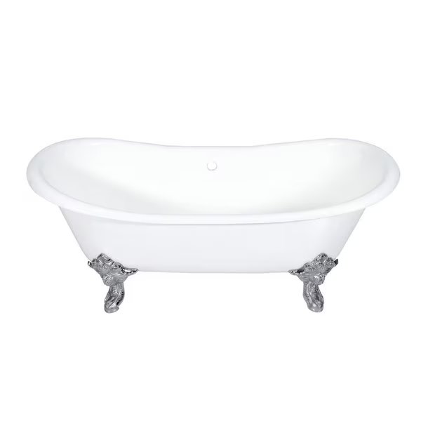 Clawfoot Bathtubs, 71.63 L, 29.75 W, White/Polished Chrome, Cast Iron, Aqua Eden, Mfr#: VCTNDS7231NL1