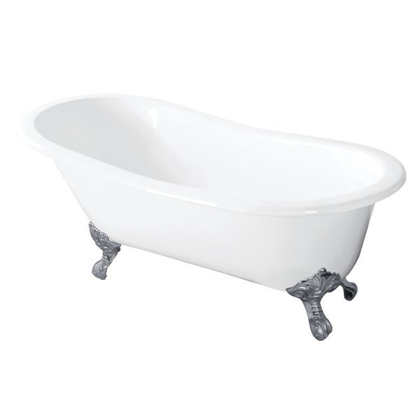 Clawfoot Bathtubs, 54 L, 30.31 W, White/Polished Chrome, Cast Iron, Aqua Eden, Mfr#: VCTND5431B1