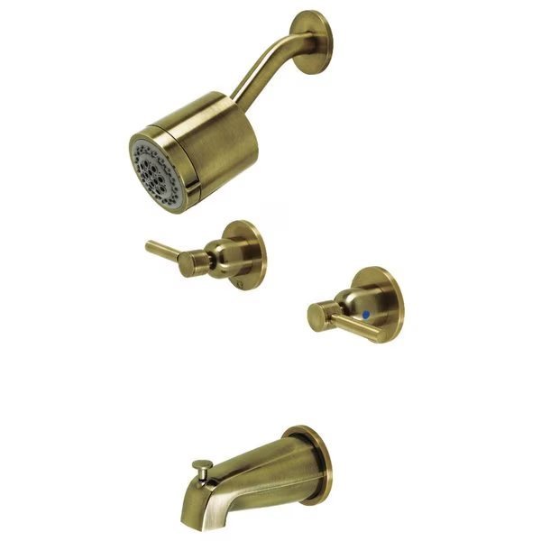 Tub and Shower Faucet, Antique Brass, Wall Mount, Kingston Brass, Mfr#: KBX8143DL