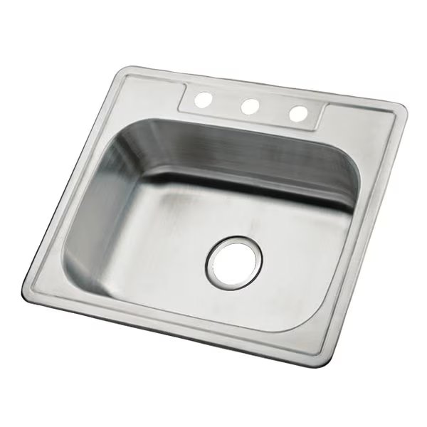 K25228BN Carefree Drop-in Single Bowl Kitchen Sink, Brushed, Gourmetier, Mfr#: K25228BN
