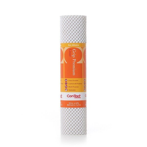 Grip Premium Drawer and Shelf Liner, Bright White 12"x4 Ft., PK6, Con-Tact Brand, Mfr#: 04F-C6L52-06