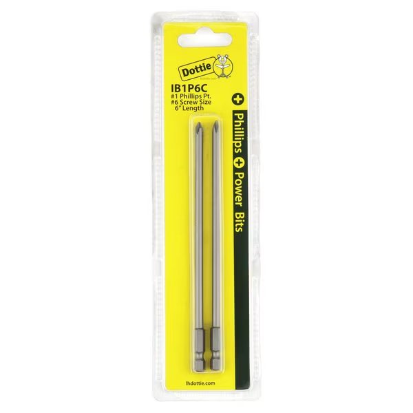 L.H. Dottie #1 x 6'' Phillips Power Bit (Carded), L.H. Dottie, Mfr#: IB1P6C