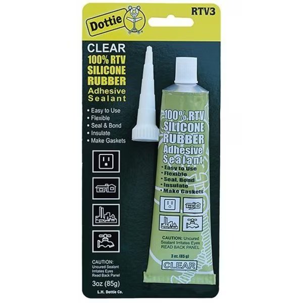 Silicone Sealant, 3 oz, Tube, Clear, 12 PK, L.H. Dottie, Mfr#: RTV3