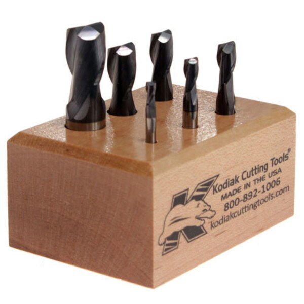 2 Flute Stub ALTiN Coated Carbide End Mill Set, 6pc 1/8-1/2, Kodiak Cutting Tools, Mfr#: 56310026