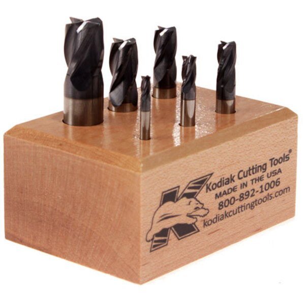 4 Flute ALTiN Coated Carbide End Mill Set, 6pc 1/8-1/2, Kodiak Cutting Tools, Mfr#: 56310027