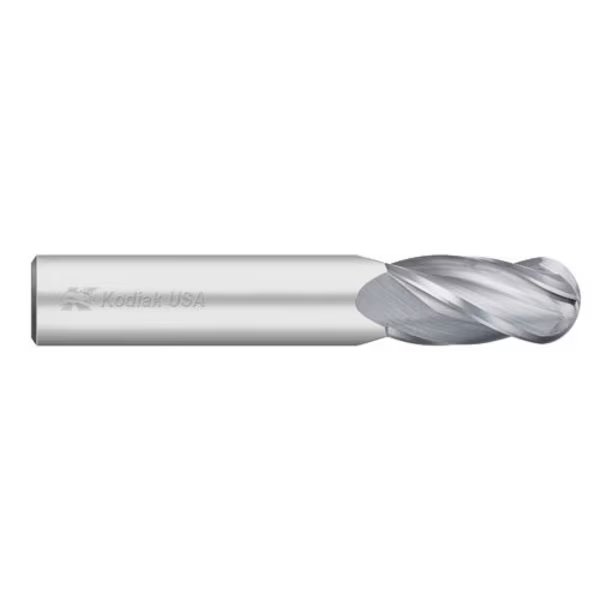9/32 Carbide Endmill 4 Flute Single End Ball Nose, Kodiak Cutting Tools, Mfr#: 5432966