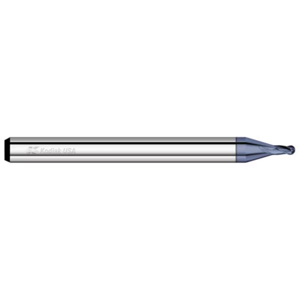 0.080 Carbide Endmill 4 Flute Micro Ball Nose Stub Length ALTIN Coated, Kodiak Cutting Tools, Mfr#: 5522616