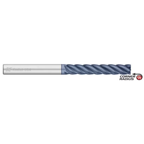 1 Inch VI Pro Carbide Endmill 5 Fl Extra Long ALCRO-MAX w/Corner Rad, Kodiak Cutting Tools, Mfr#: 5551673
