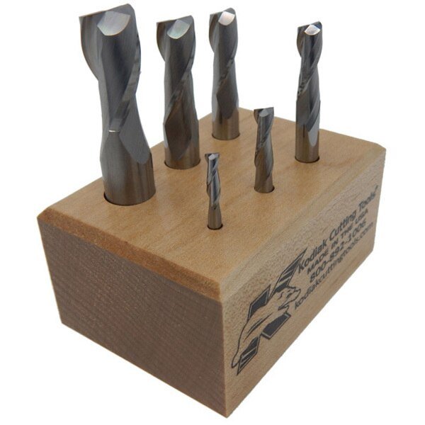 2 Flute Regular Length Carbide End Mill Set, 6pc 1/8-1/2, Kodiak Cutting Tools, Mfr#: 56310042