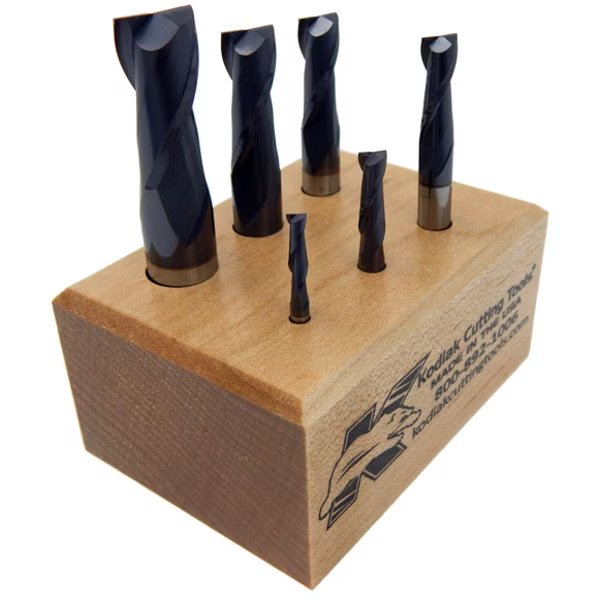 2 Flute Regular ALTiN Coated Carbide End Mill Set, 6pc 1/8-1/2, Kodiak Cutting Tools, Mfr#: 56310043