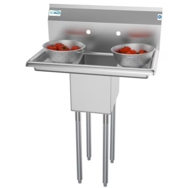 Compartment Stainless Steel NSF Commercial Kitchen Prep & Utility Sink with 2 Drainboards, Koolmore, Mfr#: SA101410-10B3