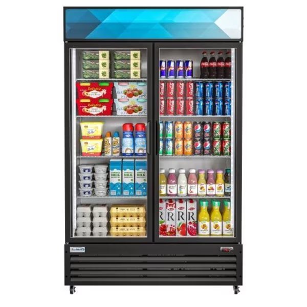 45" Commercial Glass 2 Door Display Refrigerator Merchandiser - Upright Beverage Cooler, Koolmore, Mfr#: MDR-2GD-35C