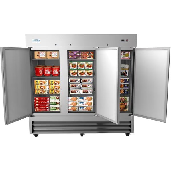 82" 3 Door Stainless Steel Upright Commercial Reach-In Freezer - 72 cu. ft, Model:, Koolmore, Mfr#: RIF-3D-SS