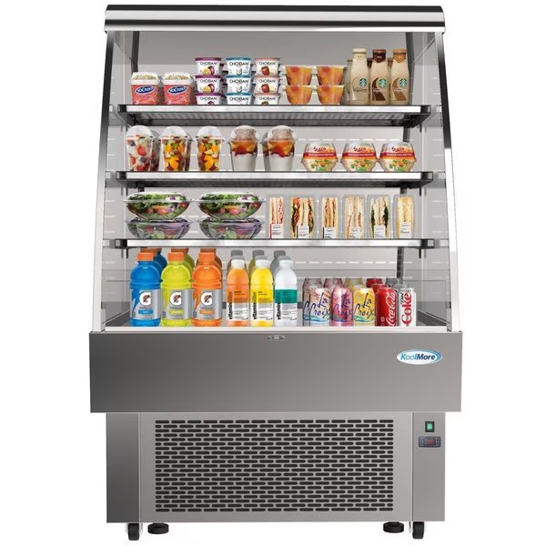 Open Air Merchandiser Grab and Go Refrigerator with LED Lighting and Night Curtain - 13.4 cu.ft, Koolmore, Mfr#: CDA-13C