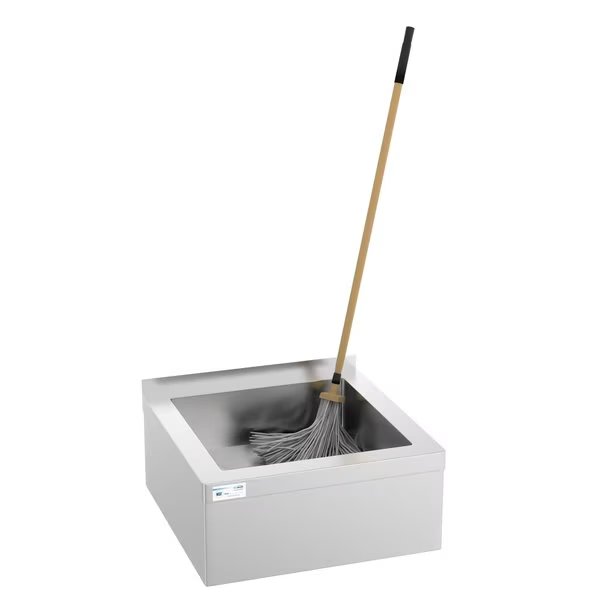Commercial Floor Mop Sink with Deep Basin, 24” x 24” x 13”, 18-Gauge 304 Stainless Steel Frame, Koolmore, Mfr#: MPS-2424133