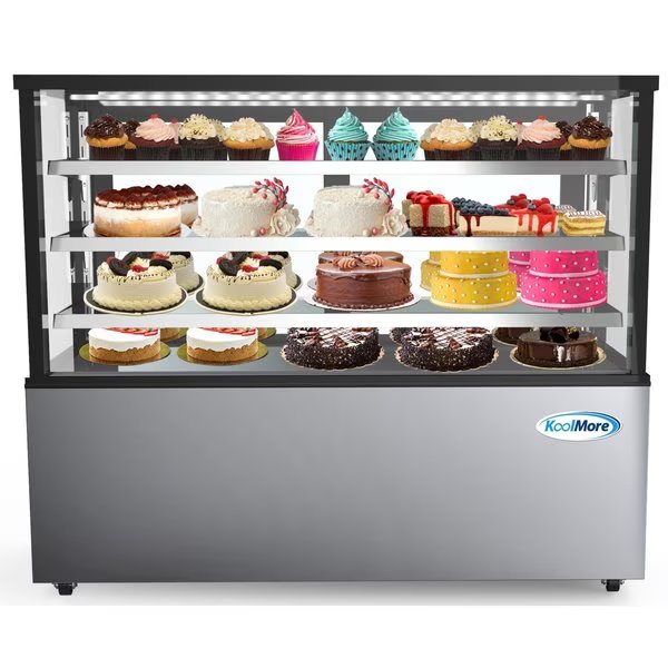 Refrigerated Bakery Display Case for Cakes, Pies, Pastries, 71” Stainless Steel Frame, Glass Front, Koolmore, Mfr#: RBD30C