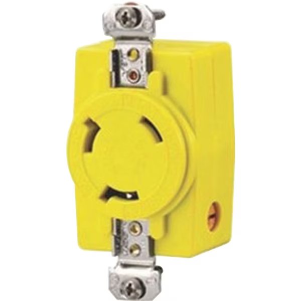 Yellow Electric Fishing Reel 30A 28VDC Receptacle, Hubbell, Mfr#: HBL328DCR