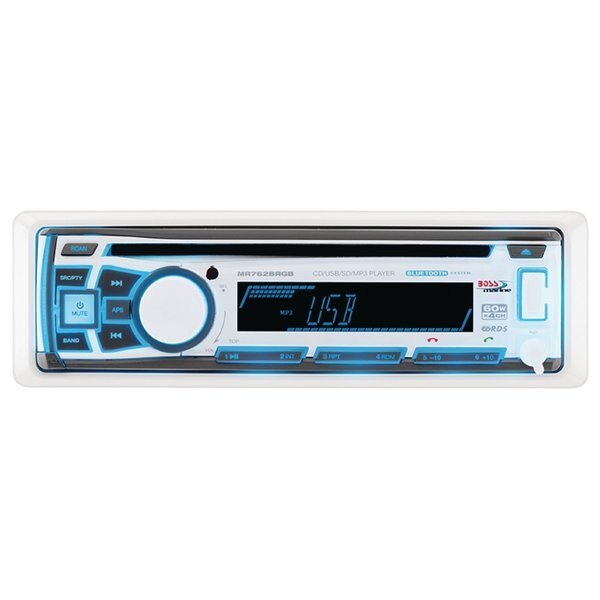 Marine In-Dash CD/USB/SD/MP3/WMA/AM/FM w/Detachable Front Panel & Bluetooth Receiver w/RGB, Boss Audio, Mfr#: MR762BRGB