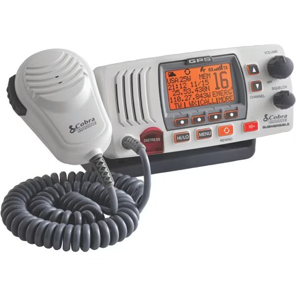Fixed Mount Class D VHF Radio w/Built-In GPS Receiver (Includes Flush Mount and Fixed Mount Kits), Cobra Electronics, Mfr#: MRF77WGPS