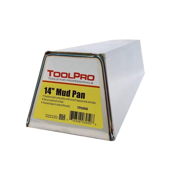 14 in Stainless Steel Mud Pan, Toolpro, Mfr#: TP03050