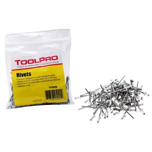 18 in White Aluminum Pull Rivets 100PK, Toolpro, Mfr#: TP05090
