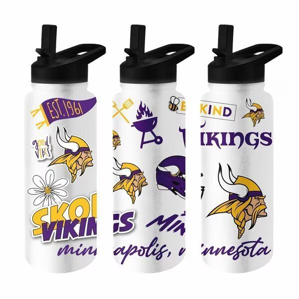 Minnesota Vikings 34oz Native Quencher Bottle, Logo Brands, Mfr#: 618-S34QB-63