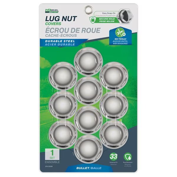 Nut Cover Metal Bullet Flange Push On 33mm, PK 10, Hd Driven, Mfr#: 076-00306