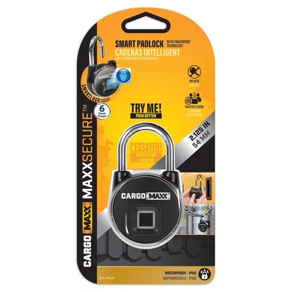 Cargo Maxx Fingerprint Padlock Short Shank, Cargo Maxx, Mfr#: 081-95420