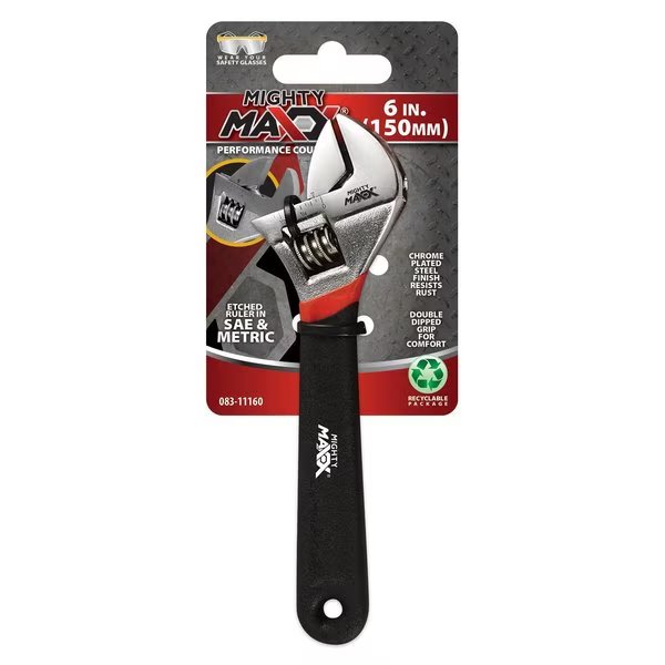 Wrench Adjustable w Grip Handle 8in, Mighty Maxx, Mfr#: 083-11180