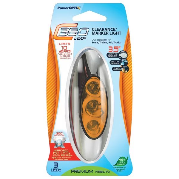 C360 LED SmOval MarkerLghtAmbr, Poweroptix, Mfr#: 101-005101