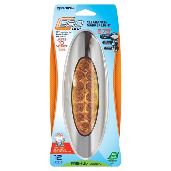 C360 LED LgOval MarkerLghtAmbr, Poweroptix, Mfr#: 101-005201