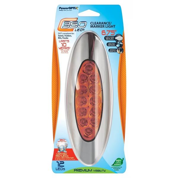 C360 LED LgOval MarkerLght Red, Poweroptix, Mfr#: 101-005202