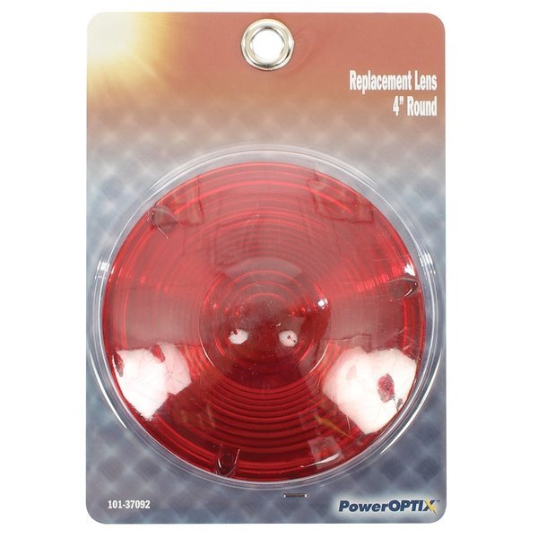 Lens 4in Round w Lip Red, Poweroptix, Mfr#: 101-37092