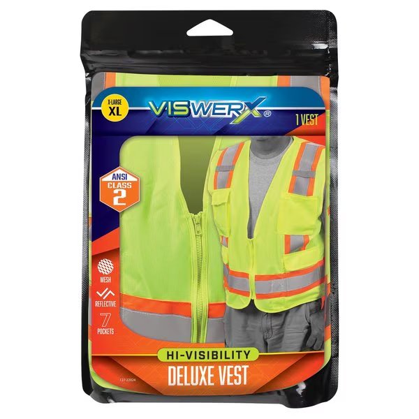 Hi-Vis Deluxe Vest - ANSI CL2 XL, Viswerx, Mfr#: 127-22024