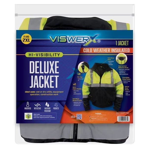 Hi-Vis Deluxe Cold Weather Jacket - ANSI CL2 2XL, Viswerx, Mfr#: 127-22065