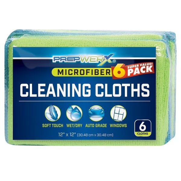 Microfiber Cloth 12X12 Blue & Green, PK 6, Prepwerx, Mfr#: 132-072005