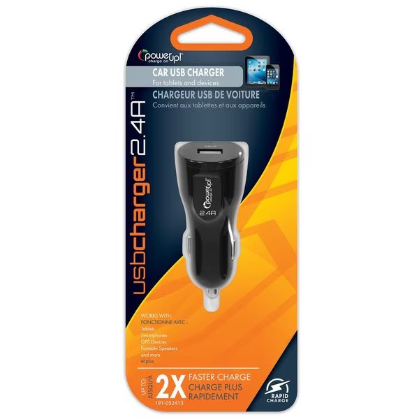 USB Charger - 2.4a DC Black, Power Up!, Mfr#: 191-052413
