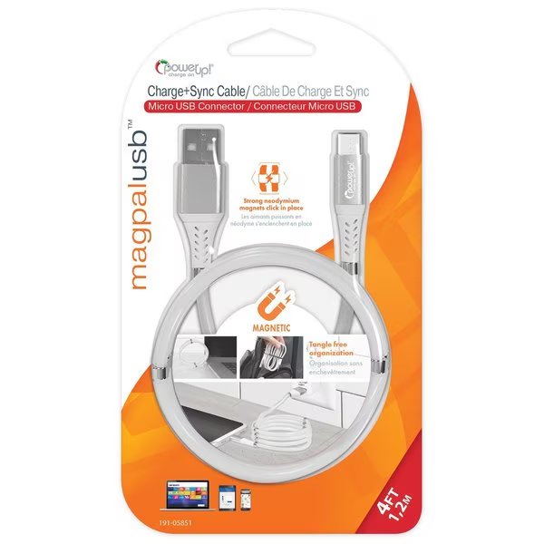USB Cable - 4ft MagPal - Micro USB, Power Up!, Mfr#: 191-05851