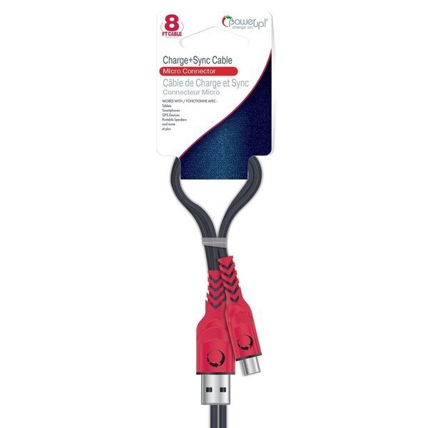 USB Cable - 8ft Braided - Micro USB Patriotic, Power Up!, Mfr#: 191-05931
