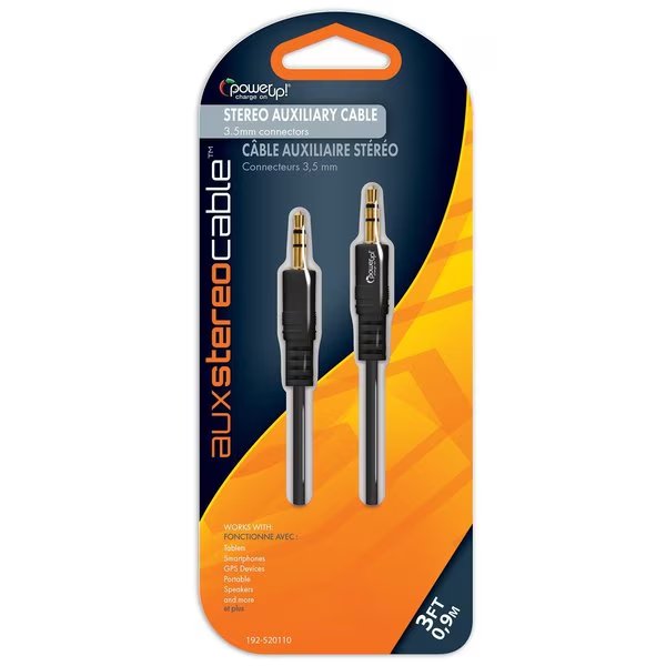 Auxiliary Cable - 3.5mm Black, Power Up!, Mfr#: 192-520110