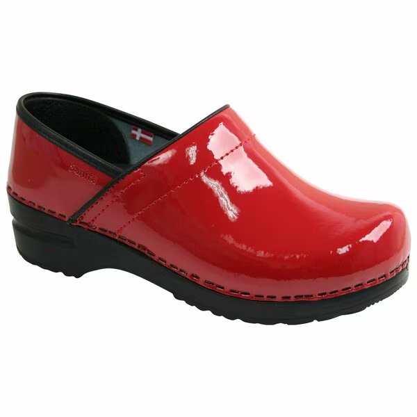 PROFESSIONAL Patent Leather Wide Women's Closed Back Clog in Red, Size 9.5-10, PR, Sanita, Mfr#: 457111-004-41