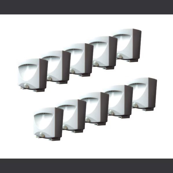 Battery-Powered Motion-Activated Outdoor Night-Light in White, PK 10, Maxsa Innovations, Mfr#: 41041