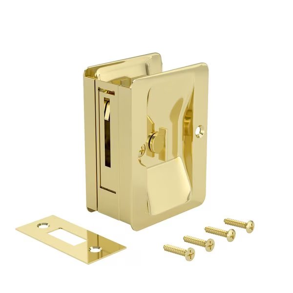 3 14inch 82 mm Pocket Door Privacy Pull  Rectangular, Brass, Richelieu, Mfr#: 1701BPSBC