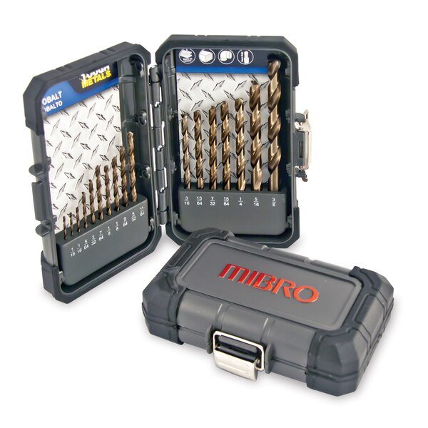 17-Piece Industrial M35 Cobalt Drill Bit Set, Mibro, Mfr#: 492470