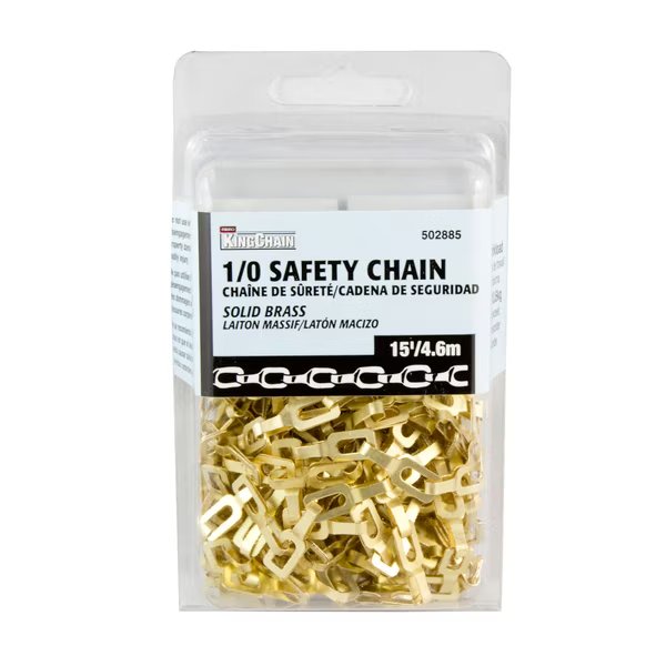 1/0 x 15 ft. Solid Brass Safety Plumber Chain, Kingchain, Mfr#: 502885