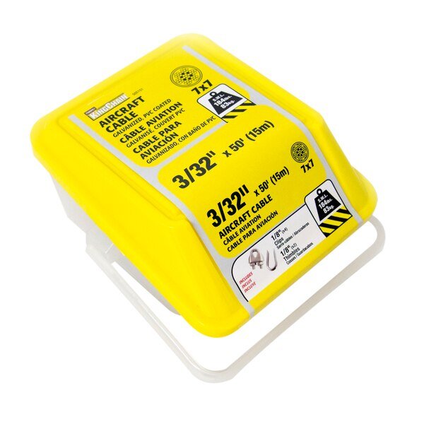 3/32 in. x 1/8 in. x 50 ft. PVC Aircraft Cable 7x7 Construction, Kingchain, Mfr#: 505151